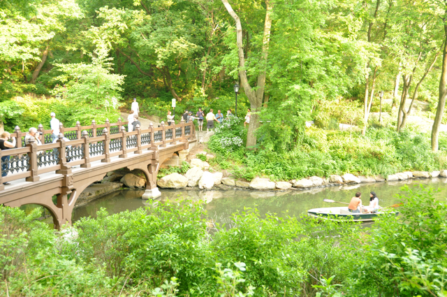 bridge and boat in Central Park