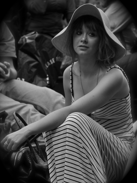 girl with a wide-brimmed hat