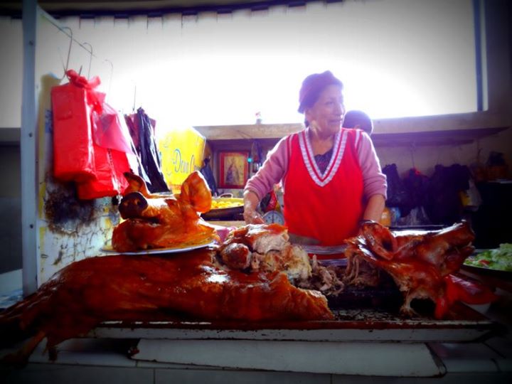 roast pig in the market