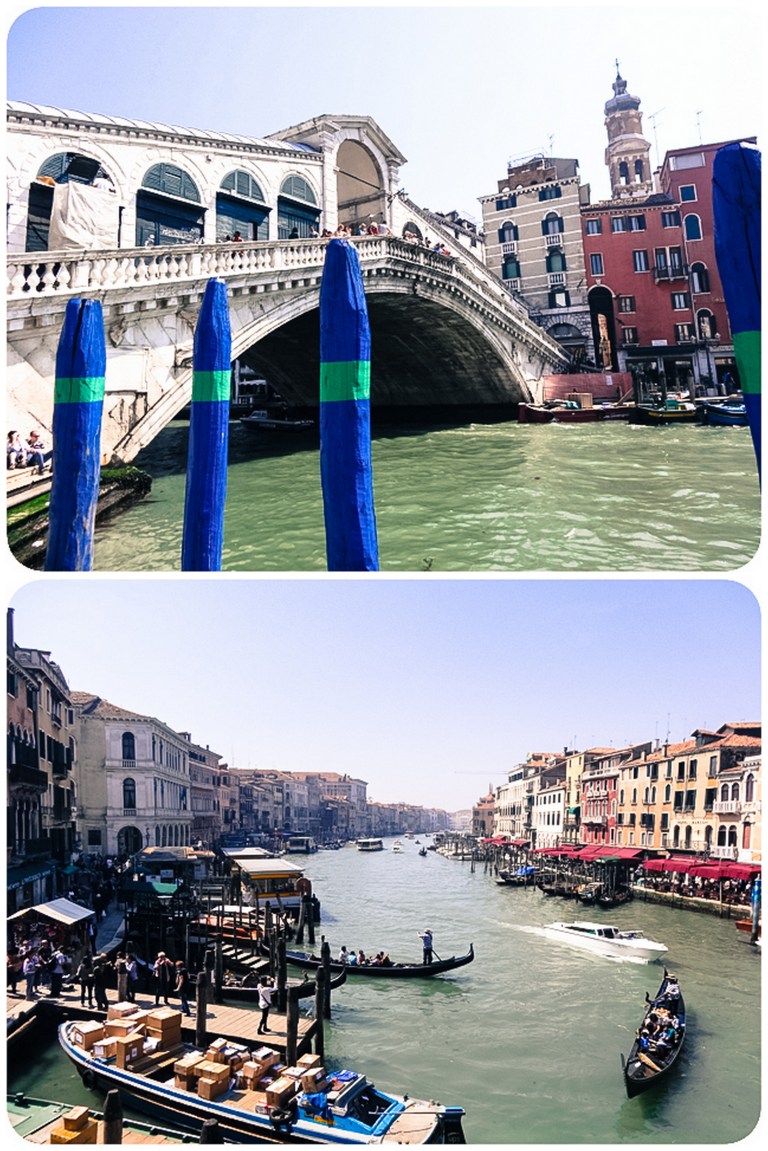 The Rialto Brige and view of the Grand Canal from the bridge