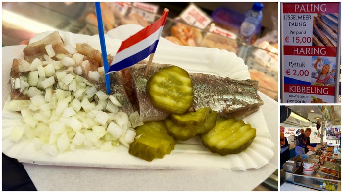 raw herring with pickles and onions! yum!