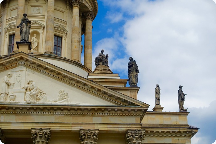 sculptures on top of French Cathedral