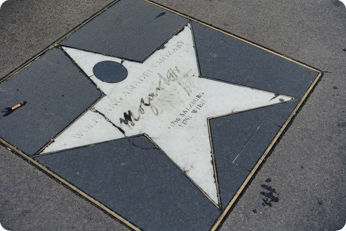 Mozart star on the sidewalk by Theater an der Wien
