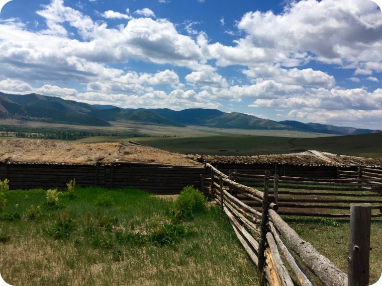 Horse pens in the steppe